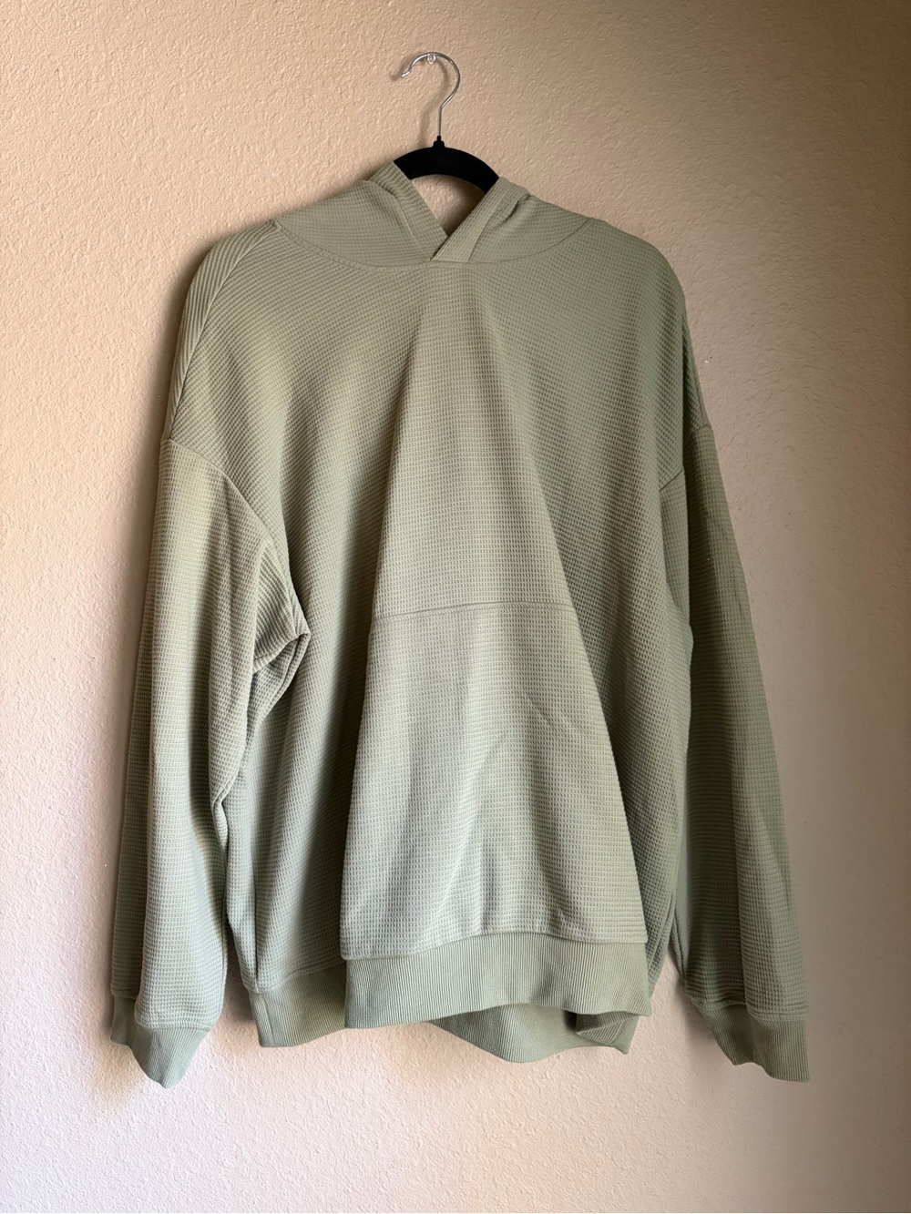 Mens H&M Sage Green Waffle Pullover Hoodie- XL